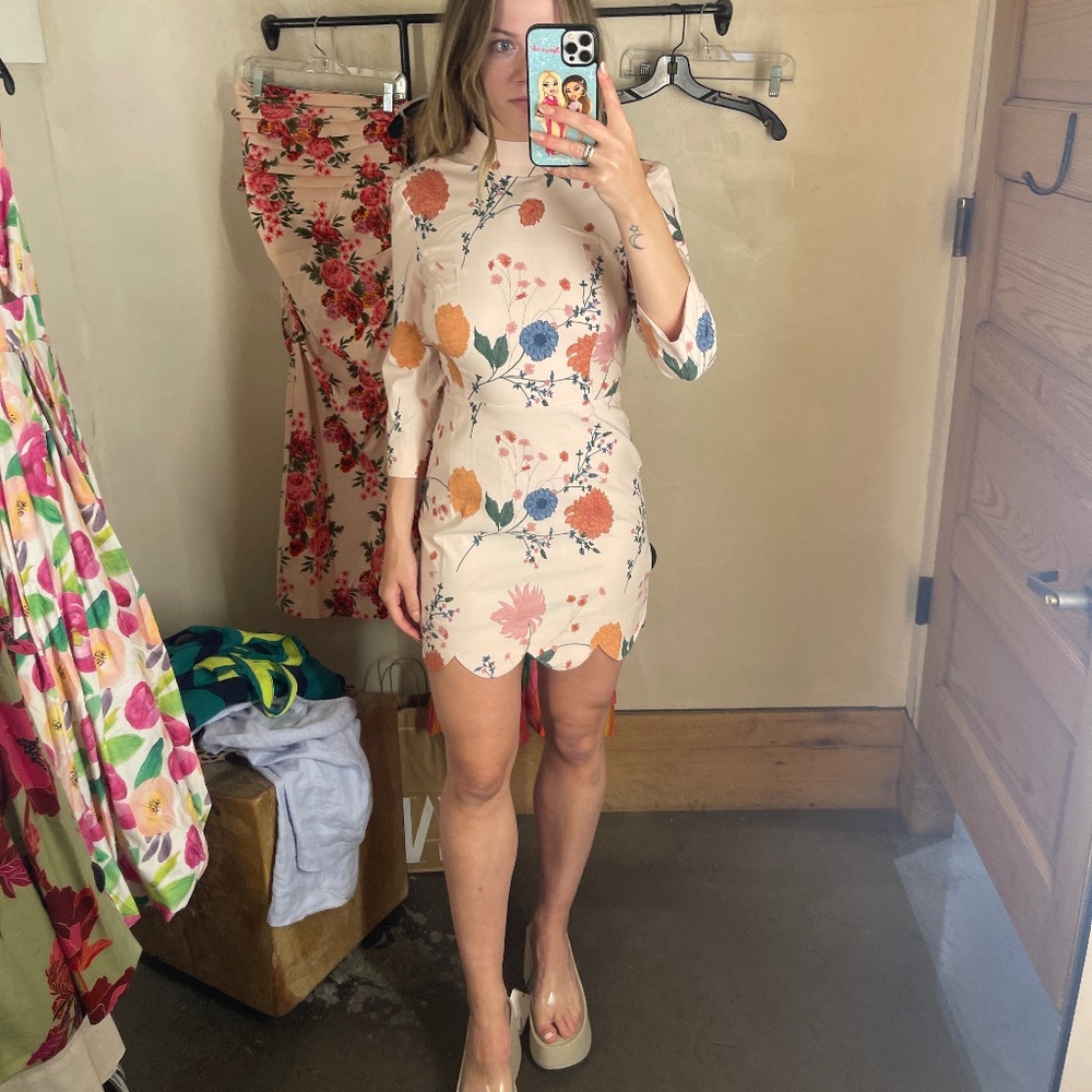 ANTHROPOLOGIE Maeve Mock-Neck Stretch Shift Mini Dress size 6 - Picture 4 of 8